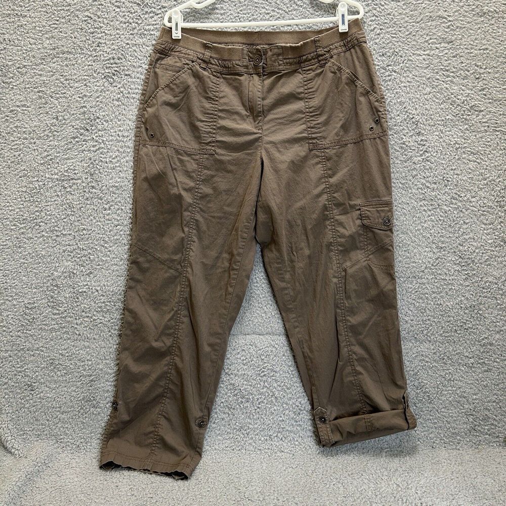 Chicos Pants Womens 2 US Large Brown Cargo Ankle Tab Outdoors Hiking Gorpcore